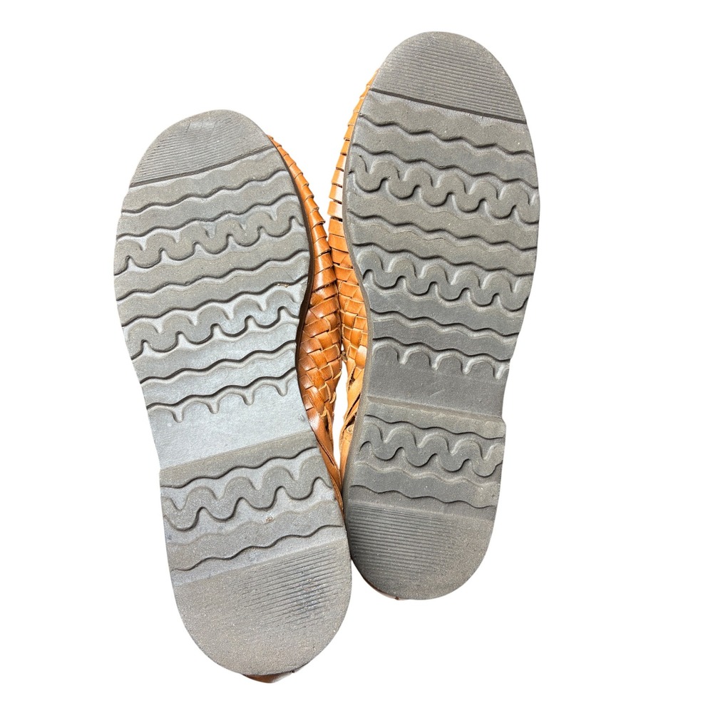 Classic Woven Leather Huarache Sandals Sunsteps Brown Tan Slip On Men's 9.5 - Picture 8 of 9
